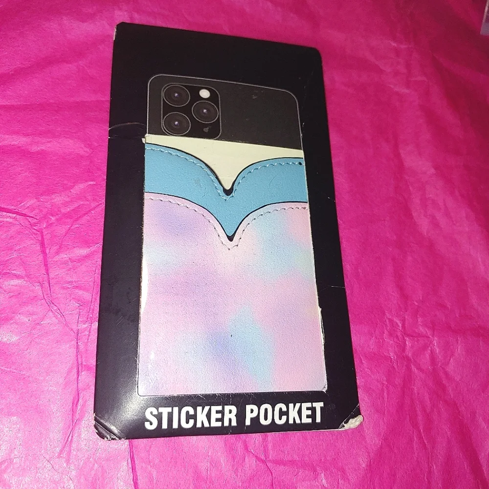 $4 Pink & Blue Tie Dye Cell Phone Sticker Pocket Wallet